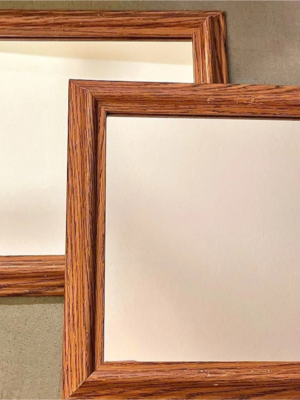 Set of 2 Faux Wood-Framed Mirrors